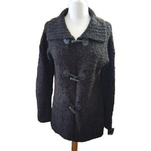 Susan Bristol Vtg Wool Blend Cardigan Sz L 90s Brown Black Sweater Grunge
